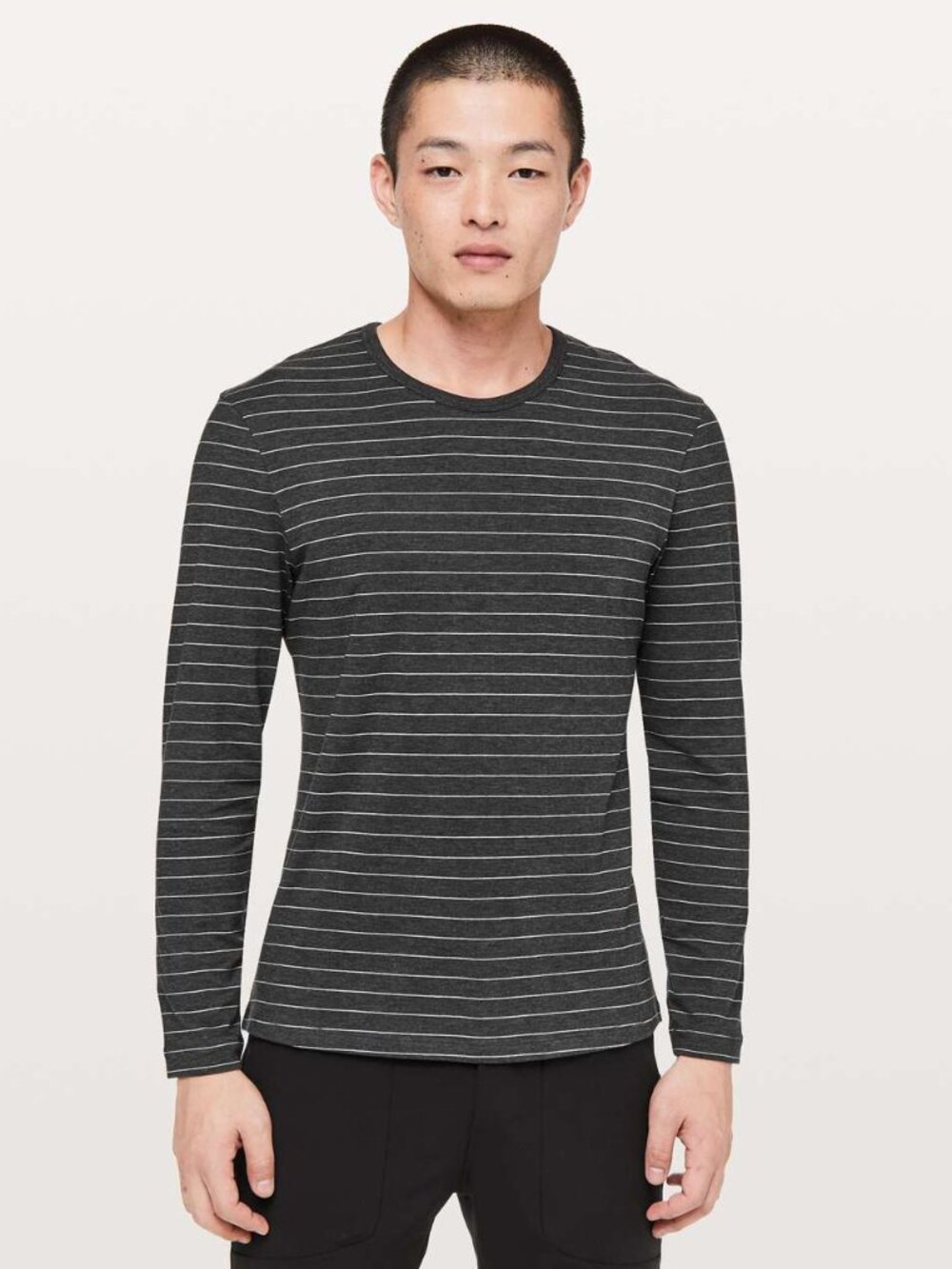 Lululemon Men's 5 Year Basic Long Sleeve - Grey/White Stripe